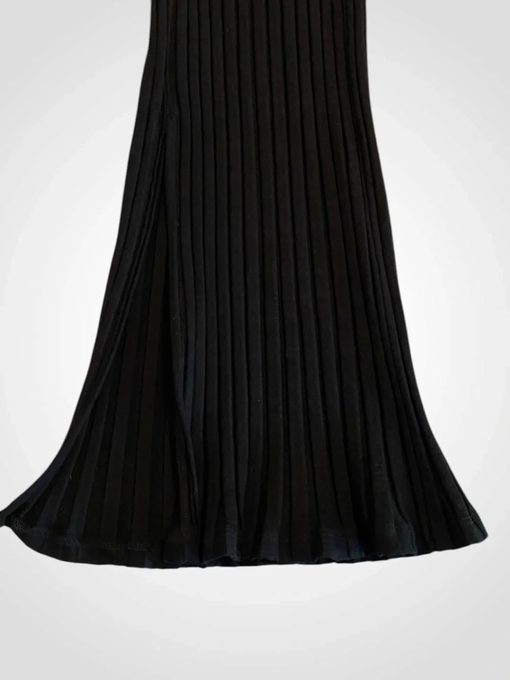 Eileen Fisher Black Ribbed Wide-Leg Cropped Pants with Side Slits NWOT Size M - Picture 9 of 14